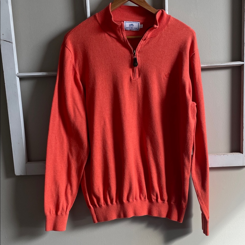 Southern Tide Vibrant Orange Zip-Up Sweater